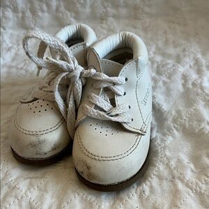 White Kids Leather Lace-Up Shoes